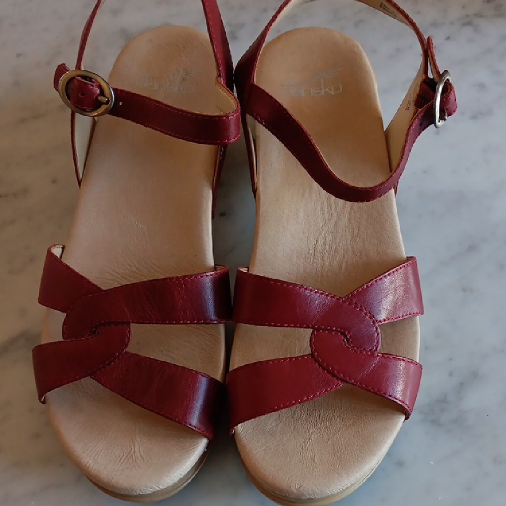 Elegant Red Leather Sandals